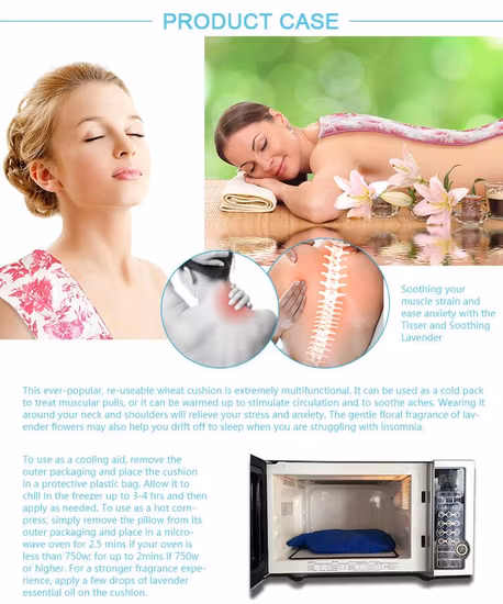 Almofada de sementes de linho natural para alívio da dor de tensão e estresse, pacote de aquecimento de ervas para micro-ondas sem cheiro, saco de trigo